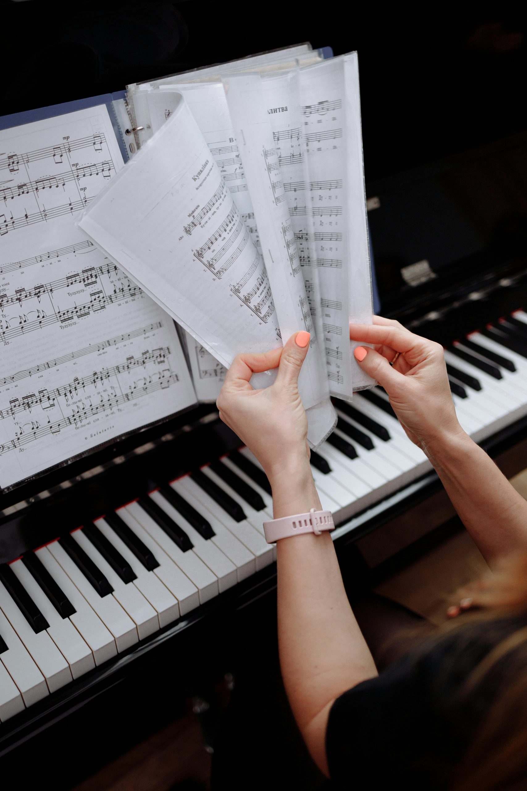 Hands playing piano keys during a one-to-one adult lesson in Derby
